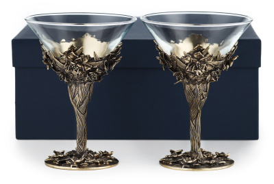БОКАЛ ДЛЯ МАРТИНИ "ЦВЕТОК" ЛАТУННЫЙ 2 ШТ.
