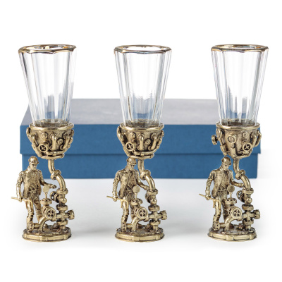 ЛАФИТНИК ДЛЯ ВОДКИ "НЕФТЯНИКИ" ЛАТУННЫЙ 3 ШТ