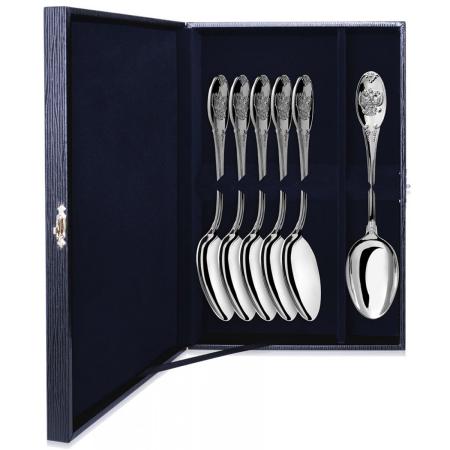 СЕРЕБРЯНЫЙ СТОЛОВЫЙ НАБОР "ЕДИНСТВО" (6 СТОЛОВЫХ ЛОЖЕК) – АРГЕНТА