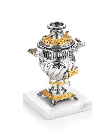 СЕРЕБРЯНЫЙ ДЕКОРАТИВНЫЙ САМОВАР "ЖАР-ПТИЦА" – АЛЬТМАСТЕР