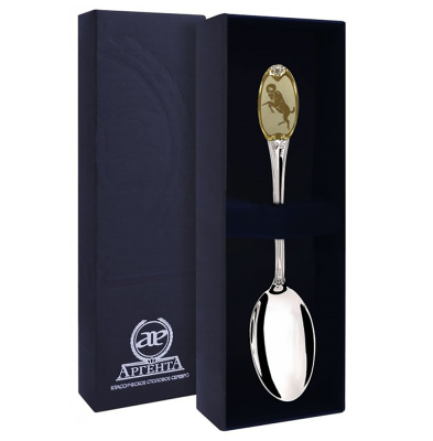 СЕРЕБРЯНАЯ ЧАЙНАЯ ЛОЖКА "ОВЕН" С ПОЗОЛОТОЙ – АРГЕНТА