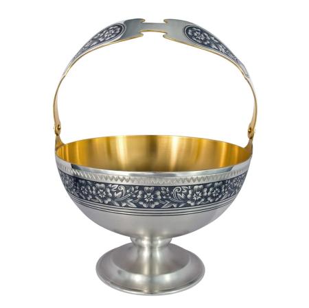 СЕРЕБРЯНАЯ ВАЗА ДЛЯ ДЕСЕРТА С ПОЗОЛОТОЙ  АРТ.40130084А06 – СЕВЕРНАЯ ЧЕРНЬ