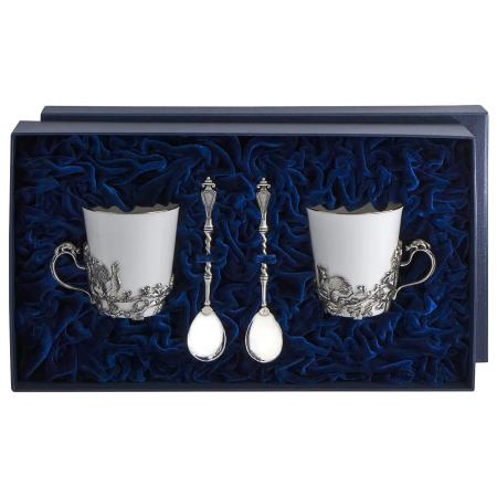 СЕРЕБРЯНАЯ ЧАЙНАЯ ПАРА "КУНИЦА" С ЧЕРНЕНИЕМ – АРГЕНТА