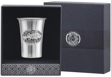 СТОПКА "ОКУНЬ" ПОСЕРЕБРЕННАЯ С ЧЕРНЕНИЕМ (1 ШТУКА) – КОЛЬЧУГИНСКИЙ МЕЛЬХИОР