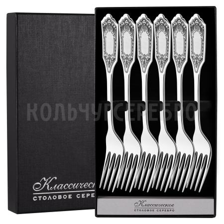 СЕРЕБРЯНЫЙ СТОЛОВЫЙ НАБОР "ФАМИЛЬНЫЙ" С ЧЕРНЕНИЕМ (6 СТОЛОВЫХ ВИЛОК) - СЕВЕРНАЯ ЧЕРНЬ