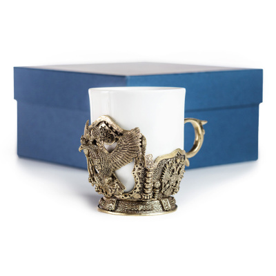 ЛАТУННАЯ КОФЕЙНАЯ ЧАШКА "ГЕРБ РФ"