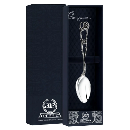 Серебряные столовые приборы купить в Москве СЕРЕБРЯНАЯ ЛОЖКА ДЛЯ ЯЙЦА "РОЗАЛИЯ" С ЧЕРНЕНИЕМ
