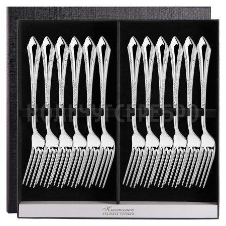 СЕРЕБРЯНЫЙ СТОЛОВЫЙ НАБОР "ЭЛЕГАНТНЫЙ" (12 ВИЛОК) – КРАСНАЯ ПРЕСНЯ