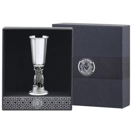 РЮМКА "СОВА" ПОСЕРЕБРЕННАЯ С ЧЕРНЕНИЕМ (1 ШТУКА) – КОЛЬЧУГИНСКИЙ МЕЛЬХИОР