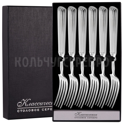 СЕРЕБРЯНЫЙ СТОЛОВЫЙ НАБОР "АРИСТОКРАТ" (6 ВИЛОК) - МСТЕРСКИЙ ЮВЕЛИР