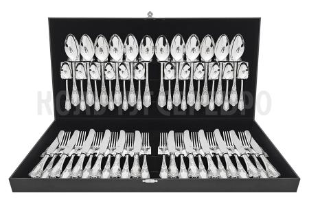 СЕРЕБРЯНЫЙ СТОЛОВЫЙ НАБОР "ЭДЕМ" С ЧЕРНЕНИЕМ (48 ПРЕДМЕТОВ) – МСТЕРСКИЙ ЮВЕЛИР