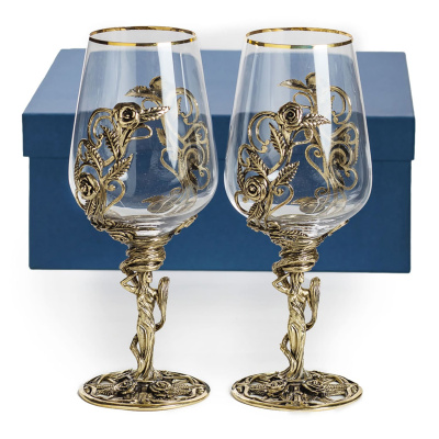 БОКАЛЫ ДЛЯ ВИНА "ФЛОРА" ЛАТУННЫЙ 2 ШТ