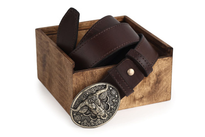 КОЖАНЫЙ РЕМЕНЬ "БЫК" КОРИЧНЕВЫЙ