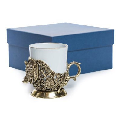 ЛАТУННАЯ КОФЕЙНАЯ ЧАШКА "КАБАН" ТРОФЕЙНЫЙ