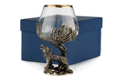 БОКАЛ ДЛЯ КОНЬЯКА "ВОЛК ВЕЛИКИХ РАВНИН" ЛАТУННЫЙ