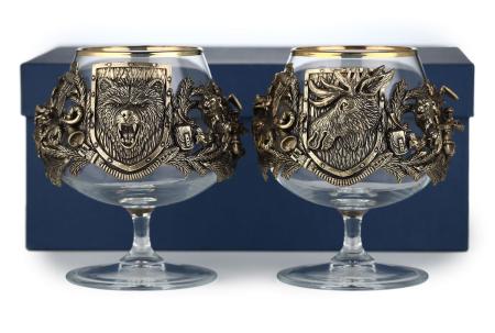 БОКАЛ ДЛЯ КОНЬЯКА "РУССКИЙ ЛЕС - МЕДВЕДЬ, ЛОСЬ" CLASSIC 