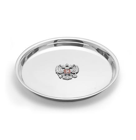 СЕРЕБРЯНЫЙ ПОДНОС "ГЕРБ РОССИИ" БЕЗ РУЧЕК – КРАСНАЯ ПРЕСНЯ
