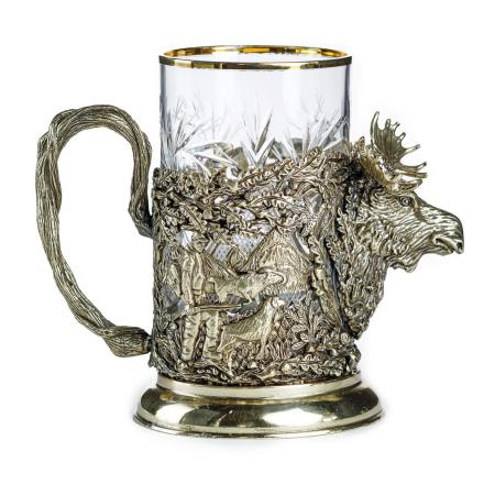 ПОДСТАКАННИК "РУССКИЙ ЛЕС - ЛОСЬ" ЛАТУННЫЙ