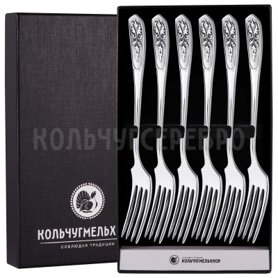 СТОЛОВЫЙ НАБОР ИЗ МЕЛЬХИОРА "ВИЗИРЬ" С ЧЕРНЕНИЕМ (6 ВИЛОК) – КОЛЬЧУГИНСКИЙ МЕЛЬХИОР