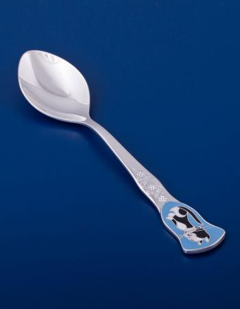 СЕРЕБРЯНАЯ ДЕТСКАЯ ЛОЖКА "КОТ" С ЭМАЛЬЮ – МСТЁРСКИЙ ЮВЕЛИР