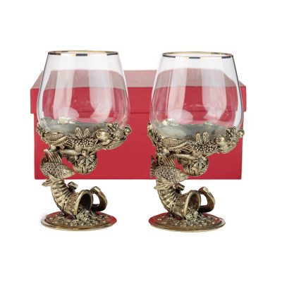 БОКАЛ ДЛЯ КОНЬЯКА "РОГ ИЗОБИЛИЯ" ЛАТУННЫЙ (2 ШТ)