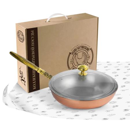 СКОВОРОДА МЕДНАЯ "КМ" С КРЫШКОЙ (ЛУЖЕНИЕ) – КОЛЬЧУГИНСКИЙ МЕЛЬХИОР