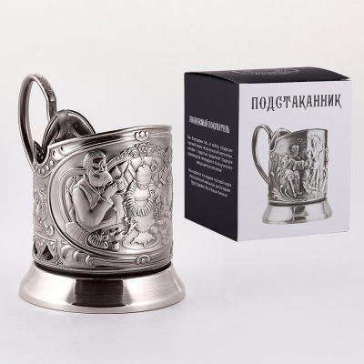 ПОДСТАКАННИК "РУССКОЕ ЧАЕПИТИЕ" (НОВАЯ ПЛАСТИНА) НИКЕЛИРОВАННЫЙ – КОЛЬЧУГИНСКИЙ МЕЛЬХИОР