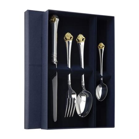 СТОЛОВЫЙ НАБОР ИЗ СЕРЕБРА "АФИНА" С ПОЗОЛОТОЙ (4 ПРЕДМЕТА) – АРГЕНТА