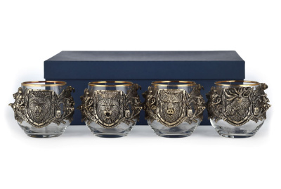 СТАКАН ДЛЯ ВИСКИ "ОХОТА - МЕДВЕДЬ, ЛОСЬ, КАБАН, РЫСЬ" CLASSIC 