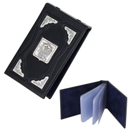 КОЖАНАЯ ВИЗИТНИЦА С СЕРЕБРЯНЫМИ НАКЛАДКАМИ АРТ. 50590001К06 – СЕВЕРНАЯ ЧЕРНЬ