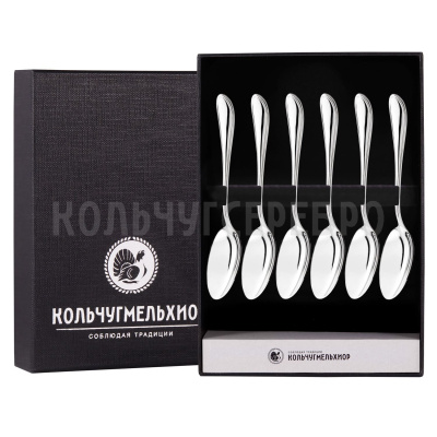 КОФЕЙНЫЙ НАБОР ИЗ МЕЛЬХИОРА "КАПЕЛЬКА" (6 КОФЕЙНЫХ ЛОЖЕК) – КОЛЬЧУГИНСКИЙ МЕЛЬХИОР