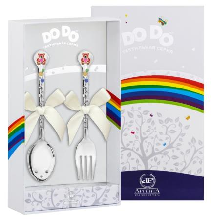 ДЕТСКИЕ СТОЛОВЫЕ ПРИБОРЫ "МЕДВЕЖОНОК" МАЛИНОВЫЙ С ПОЗОЛОТОЙ ДО-ДО (2 ПРЕДМЕТА) – АРГЕНТА