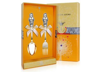 ДЕТСКИЕ СТОЛОВЫЕ ПРИБОРЫ "МАЛЬЧИК" С ЧЕРНЕНИЕМ (2 ПРЕДМЕТА) – АРГЕНТА