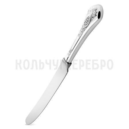 СЕРЕБРЯНЫЙ СТОЛОВЫЙ НОЖ "РЕЛЬЕФНЫЙ" С ЧЕРНЕНИЕМ  - СЕВЕРНАЯ ЧЕРНЬ