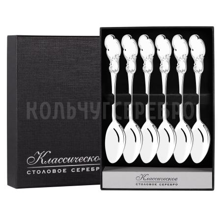 СЕРЕБРЯНЫЙ ЧАЙНЫЙ НАБОР "ВЕНЕЦИЯ" (6 ЧАЙНЫХ ЛОЖЕК) - СЕВЕРНАЯ ЧЕРНЬ