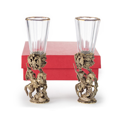 ЛАФИТНИК ДЛЯ ВОДКИ "ГЕОРГИЙ ПОБЕДОНОСЕЦ №2" ЛАТУННЫЙ  2 ШТ