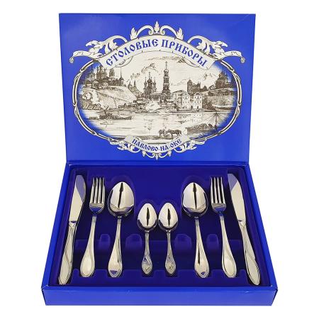 СТОЛОВЫЙ НАБОР ИЗ НЕРЖАВЕЮЩЕЙ СТАЛИ "ВОЛНА" М9 (24 ПРЕДМЕТА)