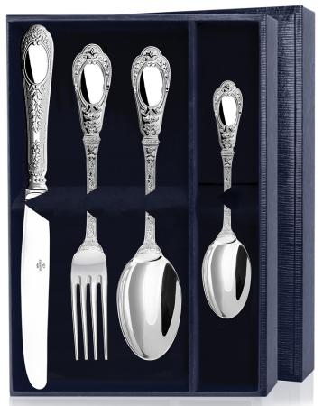 СЕРЕБРЯНЫЙ СТОЛОВЫЙ НАБОР "ФАМИЛЬНЫЙ" (4 ПРЕДМЕТА) – АРГЕНТА