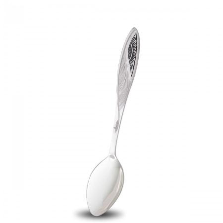 СЕРЕБРЯНАЯ ЧАЙНАЯ ЛОЖКА "ПОДСОЛНУХ" С ЧЕРНЕНИЕМ  - СЕВЕРНАЯ ЧЕРНЬ