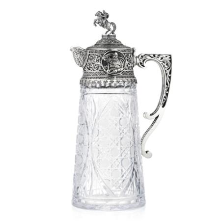 СЕРЕБРЯНЫЙ ГРАФИН "БОГАТЫРСКАЯ СИЛА" С ЧЕРНЕНИЕМ (1,35 ЛИТРА) – АЛЬТМАСТЕР