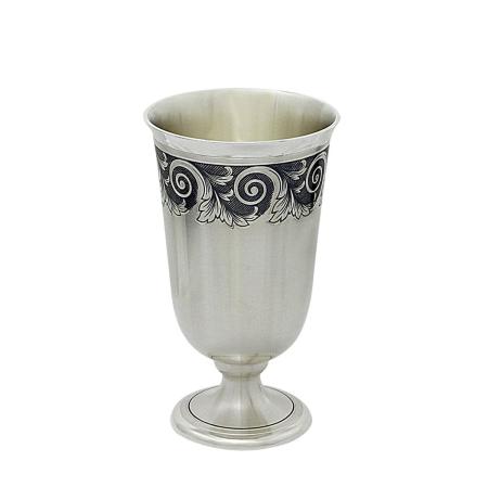 СЕРЕБРЯНЫЙ БОКАЛ ДЛЯ ВОДЫ "БАЙКАЛ"  (180 МЛ.) – СЕВЕРНАЯ ЧЕРНЬ