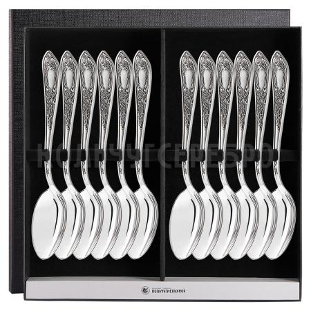 СТОЛОВЫЙ НАБОР ИЗ МЕЛЬХИОРА "ЖАСМИН" (12 ЛОЖЕК) – КОЛЬЧУГИНСКИЙ МЕЛЬХИОР