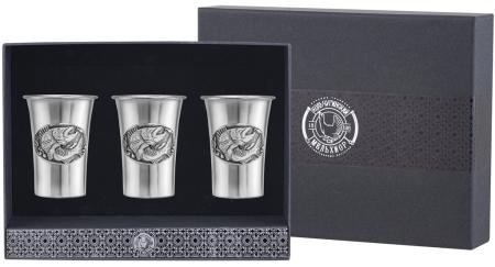 НАБОР СТОПОК "СУДАК" ПОСЕРЕБРЕННЫЙ С ЧЕРНЕНИЕМ (3 ШТУКИ) – КОЛЬЧУГИНСКИЙ МЕЛЬХИОР