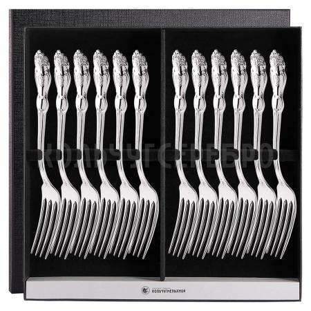 СТОЛОВЫЙ НАБОР ИЗ МЕЛЬХИОРА "ГЕРБ" (12 ВИЛОК) – КОЛЬЧУГИНСКИЙ МЕЛЬХИОР