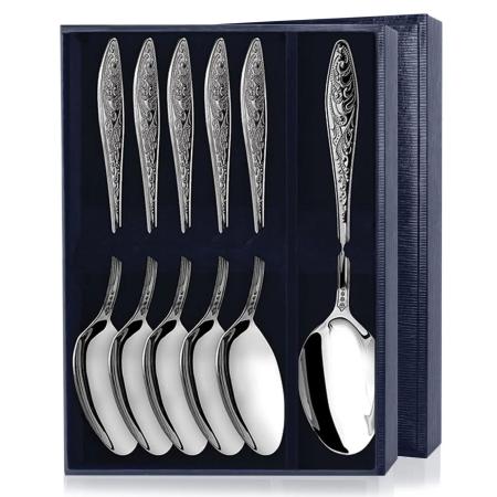 СЕРЕБРЯНЫЙ СТОЛОВЫЙ НАБОР "МОРОЗКО" (6 СТОЛОВЫХ ЛОЖЕК) – АРГЕНТА