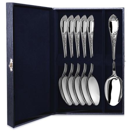 СЕРЕБРЯНЫЙ ДЕСЕРТНЫЙ НАБОР "ПРЕСТИЖ" (6 ЛОЖЕК) – АРГЕНТА