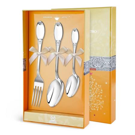 СЕРЕБРЯНЫЙ ДЕСЕРТНЫЙ (ДЕТСКИЙ) НАБОР "ГЛАДКИЙ" (3 ПРЕДМЕТА) – АРГЕНТА