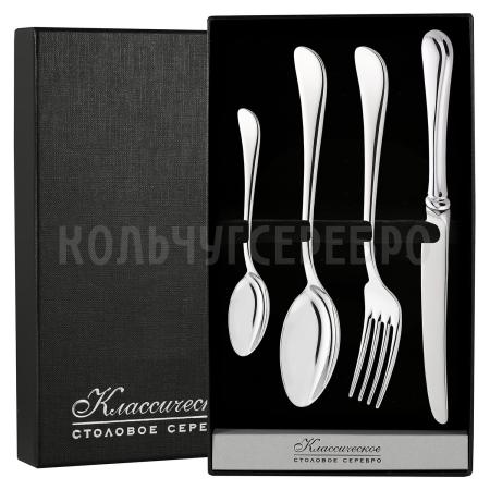 СЕРЕБРЯНЫЙ СТОЛОВЫЙ НАБОР "MODERN" (4 ПРЕДМЕТА) – SOKOLOV