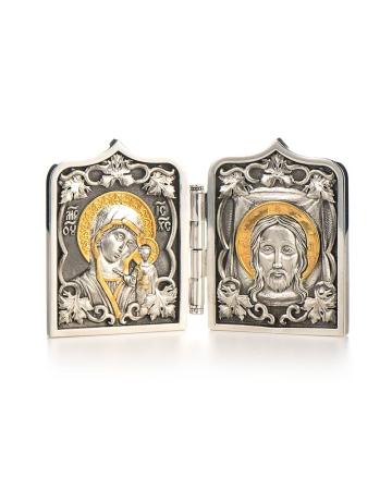 МАЛЫЙ СКЛАДЕНЬ "СПАСИТЕЛЬ И КАЗАНСКАЯ" С ПОЗОЛОТОЙ – АЛЬТМАСТЕР