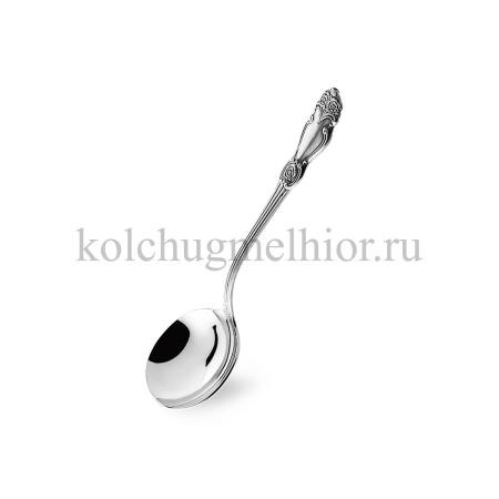 ЛОЖКА ДЛЯ САХАРА ИЗ МЕЛЬХИОРА "РОЗА" С ЧЕРНЕНИЕМ – КОЛЬЧУГИНСКИЙ МЕЛЬХИОР